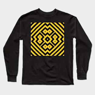 HIGHLY Visible Yellow and Black Line Kaleidoscope pattern (Seamless) 15 Long Sleeve T-Shirt